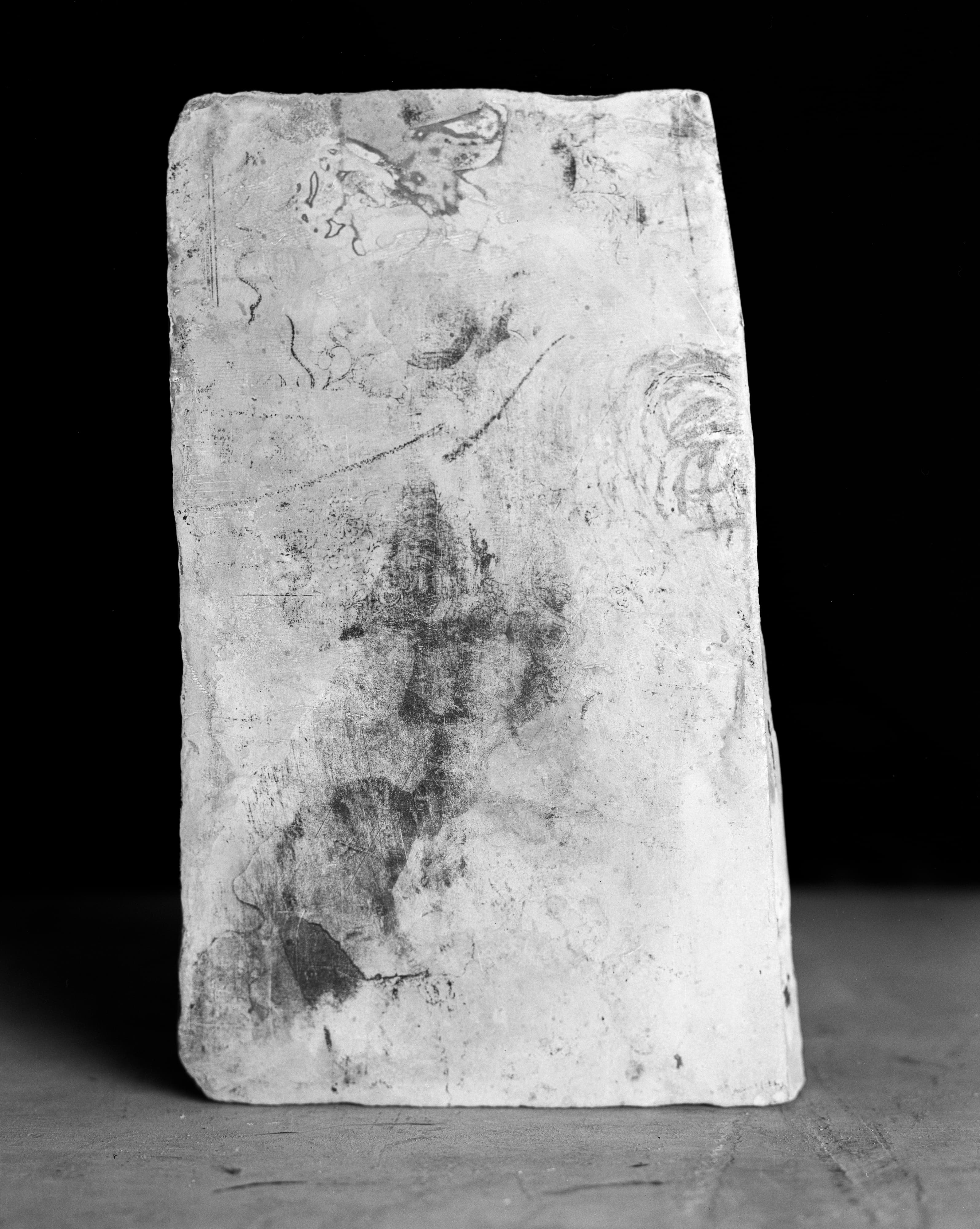 Textured surface of a lithography stone from the Plattenkalk series